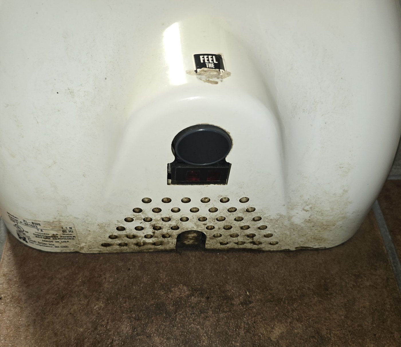 Mold inside a soiled hand dryer